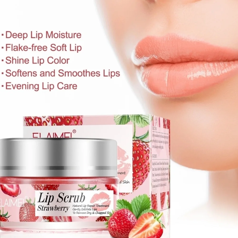 Elaimei Strawberry Lip Scrub New Hydrating Moisturizing New